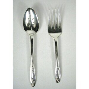 Wm Rogers IS Slotted Serving Spoon Fork Fair Lady Silverplate 1957